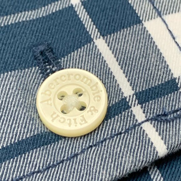 Abercrombie Fitch Blue Plaid Button Down Long Sleeve Muscle Shirt - Picture 4 of 11